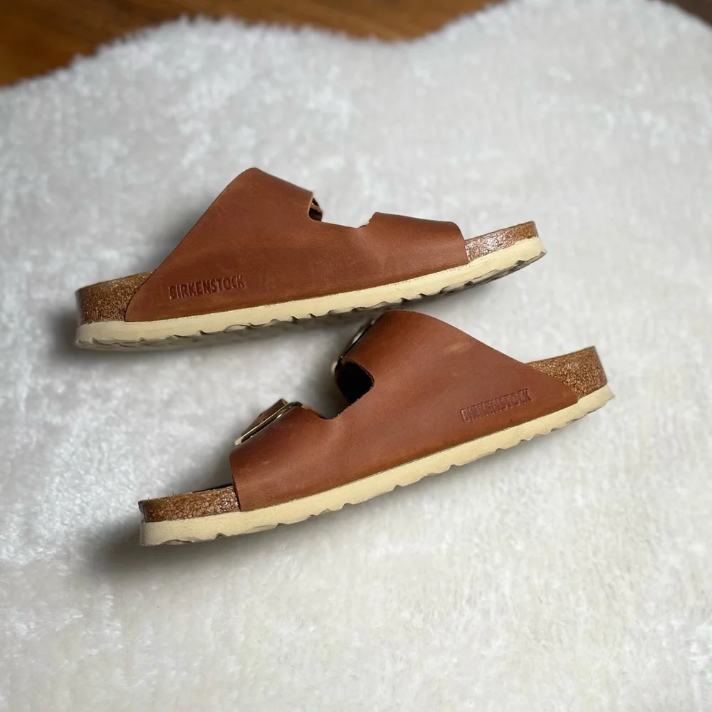 Birkenstock Brown Two-Strap Buckle Sandals